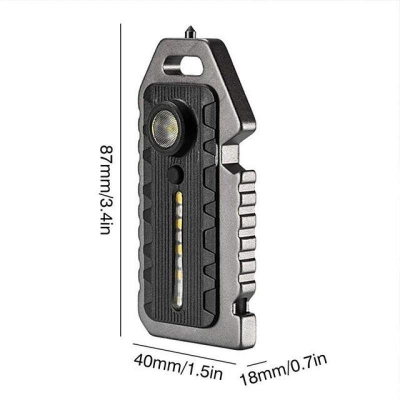 Picture of Portable 6 in 1 Lanyard Hole Survival Whistle Rechargeable Emergency  Camping LED Flashlight Key Chain