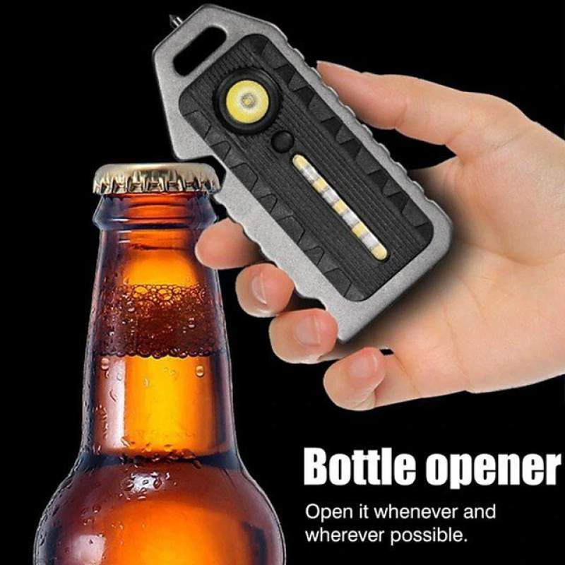 Picture of Portable 6 in 1 Lanyard Hole Survival Whistle Rechargeable Emergency  Camping LED Flashlight Key Chain