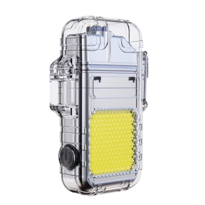 Picture of Original  Flashlight Lighter USB Rechargeable Lighter Waterproof and Windproof Lighter Double Arc Electric Lighter Outdoor Lighting - Silver