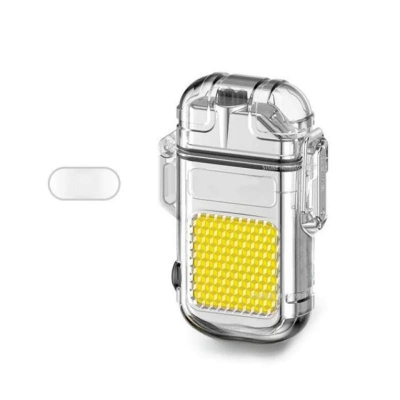 Picture of Electronic  Flashlight Lighter USB Rechargeable Lighter Waterproof and Windproof Lighter Double Arc Electric Lighter Outdoor Lighting - Silver