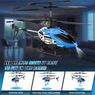 Picture of Remote Control and Hand Sensor Helicopter, Pack of 1, Multicolour Online at Low Prices, Rechargeable Remote Control Helicopter - Blue