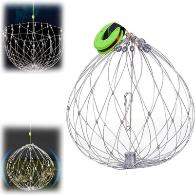 Picture of Automatic Opening & Closing Fishing Net Cage,Fishing Net Fishing Crab Steel Wire - Silver