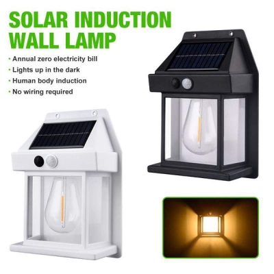 Picture of 2024 New Outdoor Solar Wall Lamp, New Solar Induction Wall Lamp, Waterproof Outdoor Solar Motion Sensors Wall Lights,Fence Lights Solar Powered,Exterior Wall Mount Lighting for Patio Yard (Black) - Black