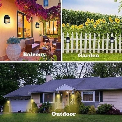 Picture of 2024 New Outdoor Solar Wall Lamp, New Solar Induction Wall Lamp, Waterproof Outdoor Solar Motion Sensors Wall Lights,Fence Lights Solar Powered,Exterior Wall Mount Lighting for Patio Yard (Black) - Black