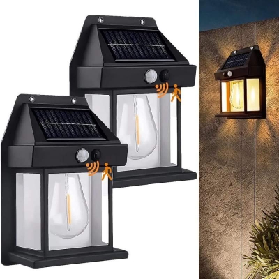 Picture of 2024 New Outdoor Solar Wall Lamp, New Solar Induction Wall Lamp, Waterproof Outdoor Solar Motion Sensors Wall Lights,Fence Lights Solar Powered,Exterior Wall Mount Lighting for Patio Yard (Black) - Black