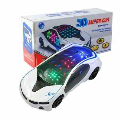 Picture of Sports Car Toy - Light-Up Toy Cars for Kids Toddlers Boys Girls Age 2 3 4-6 Year Old 360° Rotation Car Christmas Gift - Electric Car with Bright Flashing 4D Lights & Sound - White