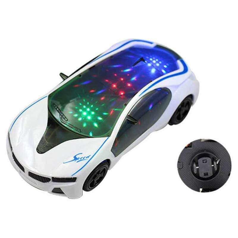Picture of Sports Car Toy - Light-Up Toy Cars for Kids Toddlers Boys Girls Age 2 3 4-6 Year Old 360° Rotation Car Christmas Gift - Electric Car with Bright Flashing 4D Lights & Sound - White