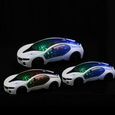 Picture of Sports Car Toy - Light-Up Toy Cars for Kids Toddlers Boys Girls Age 2 3 4-6 Year Old 360° Rotation Car Christmas Gift - Electric Car with Bright Flashing 4D Lights & Sound - White