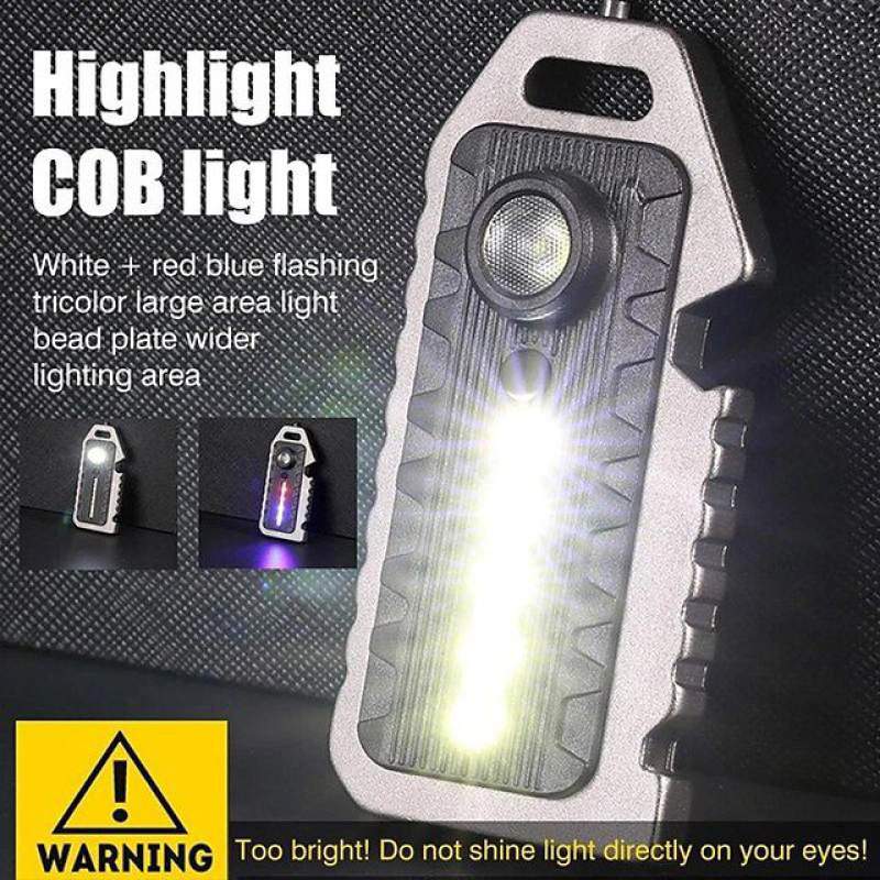 Picture of Premium Quality  Keychain Whistle Flashlight 5-Mode Waterproof Portable Torch Light Lamp - Silver
