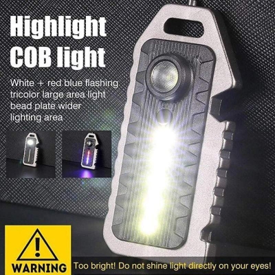 Picture of Premium Quality  Keychain Whistle Flashlight 5-Mode Waterproof Portable Torch Light Lamp - Silver