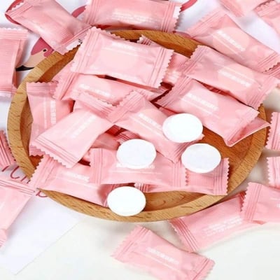 Picture of 20pcs Compressed Travel Cotton Towel Magic Towel Portable Face Towel Soft Napkin Perfect Candy Tissue Water Wet Cleaning Wipe