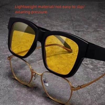 Picture of Stylish Night Vision  Polarized Driving  Glasses - Versatile Eyewear for Driving & Fishin-New night vision glasses night driving night anti-high beam high-definition polarized sunglasses men's myopia glasses - Yellow