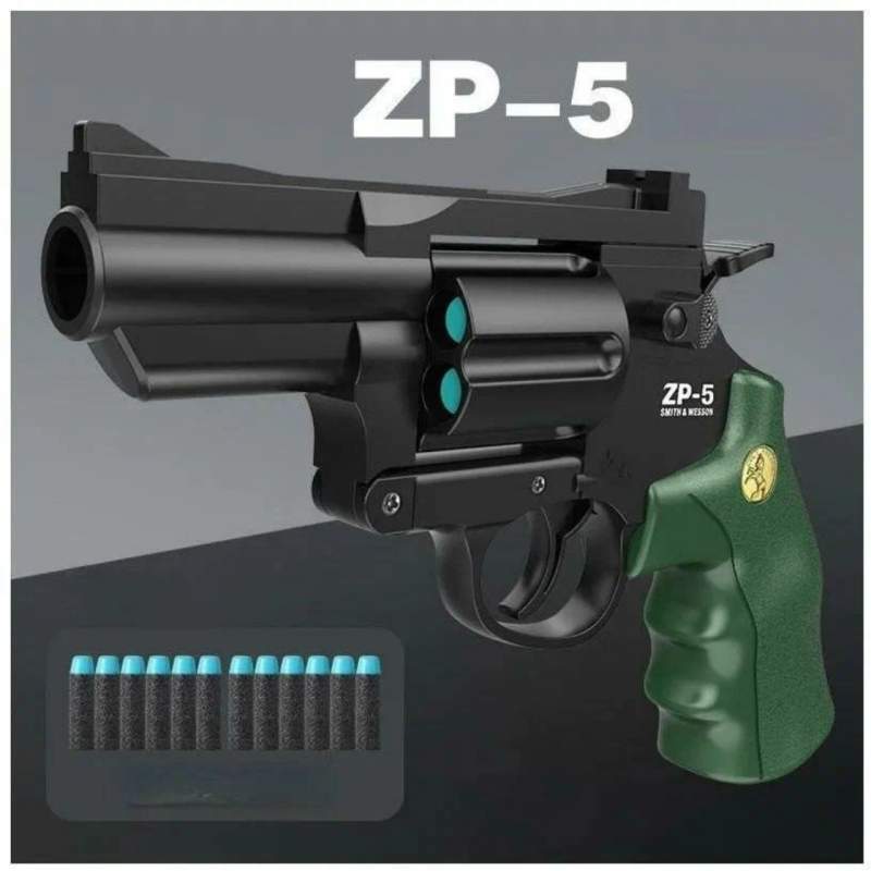 Picture of ZP-5 Shell Throwing Soft Bul-let Toy Gun Foam Ejection Toy Foam Darts Blaster Pis-tol Manual Airsoft Gun For Kid Adult CS Game,  Toy Revolver - Brown