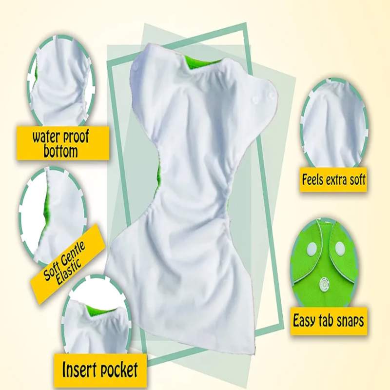 Picture of [Baby Spacial] 2pcs Super Premium Quality Permanent Adjustable

Washable Baby Diapers

With 6pcs Pads