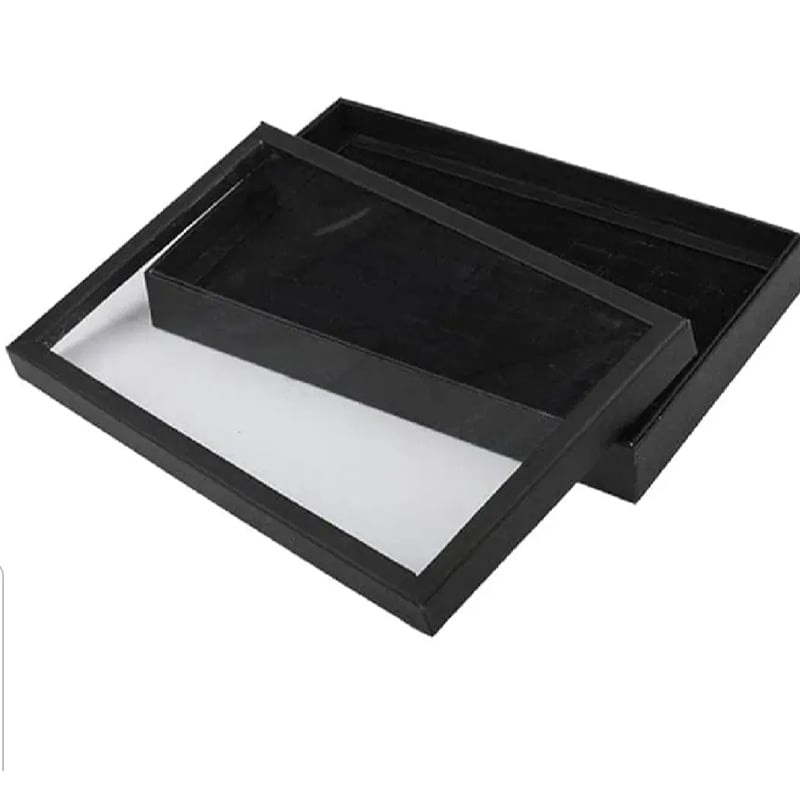 Picture of 100 Slot Black Velvet Jewelry Ring Case Display Store Storage Box Tray Organizer