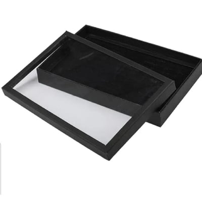 Picture of 100 Slot Black Velvet Jewelry Ring Case Display Store Storage Box Tray Organizer