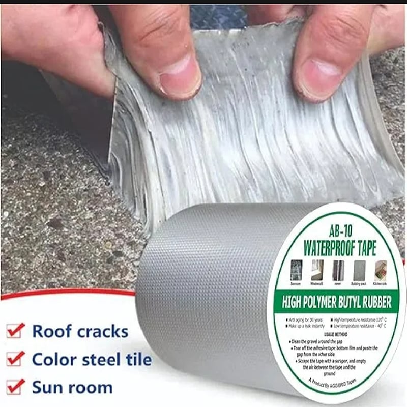 Picture of Waterproof Repair Tape for Pipe Leakage, Roof Water Leakage Solution, Aluminium Foil Tape, Waterproof Adhesive Sealing Butyl Rubber Tape, 10cm x 5m, (Silver - Multicolor