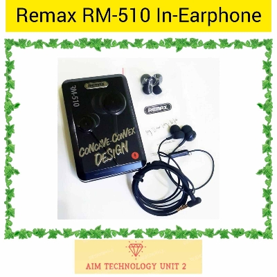 Picture of REMAX RM-510 High Performance Earphones REMAX RM 510 Wired Earphone Remax RM 510 Wired In-ear Stereo Music Headset with Mic wire control function-Black