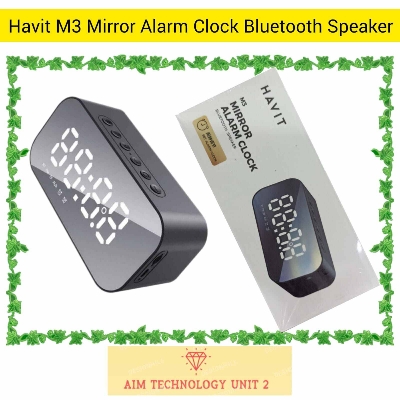 Picture of HAVIT M3 Portable Bluetooth Speaker Alarm Clock Wireless LED Display Temperature With FM Radio Support Aux TF USB Music Player  Speaker-BLACK