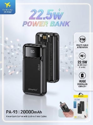 Picture of Awei PA-93 22.5W Fast Charging Power Bank with Built-in Cable 20000mAh