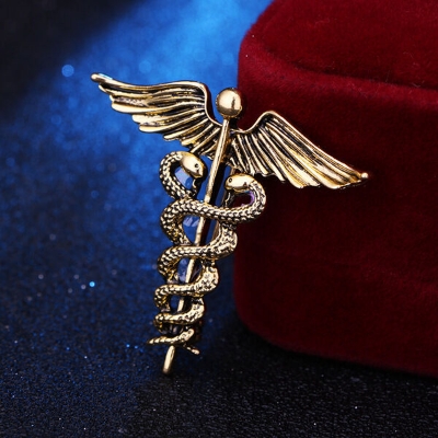 Picture of Retro Angel Wings Men's Caduceus Badge Brooch Clothing Accessories (Bronze)