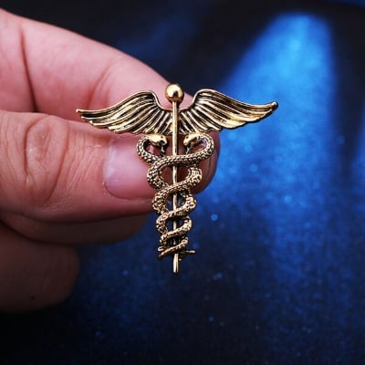 Picture of Retro Angel Wings Men's Caduceus Badge Brooch Clothing Accessories (Bronze)