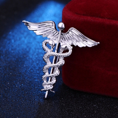 Picture of Retro Angel Wings Men's Caduceus Badge Brooch Clothing Accessories (Silver)