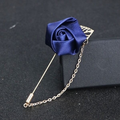 Picture of Crystal Thin Floral Bow Tie Set With Flower Lapel Pin & Pocket Square For Men (Navy Blue,Int: One size)