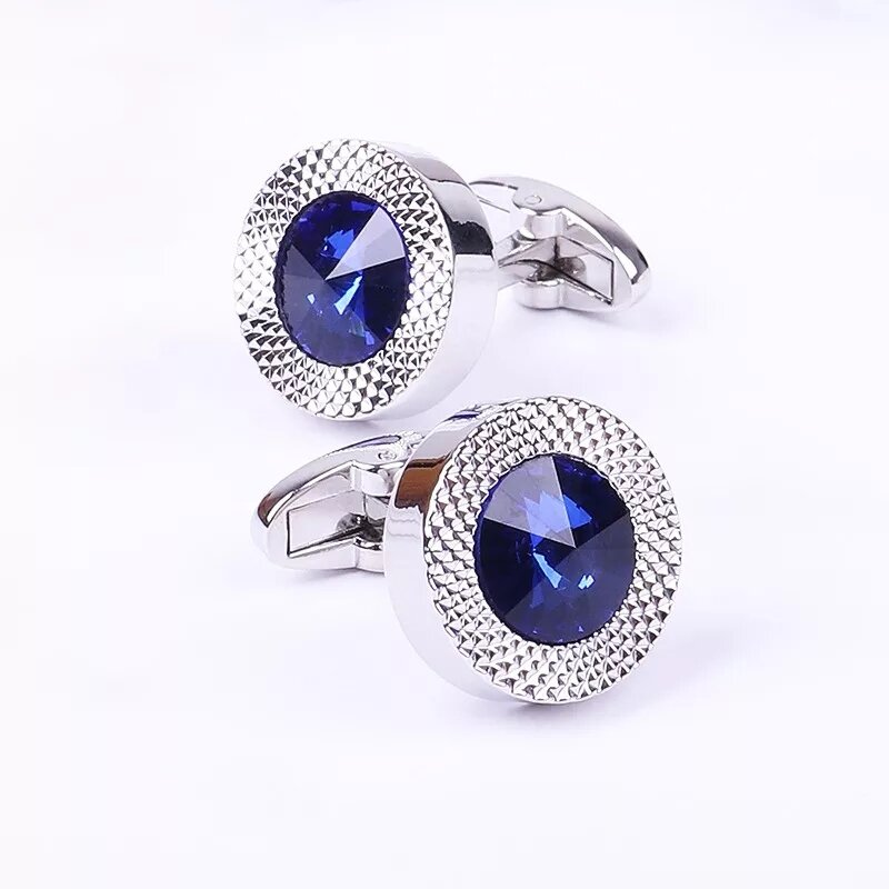 Picture of Blue Crystal Cone Cufflinks For Men's Shirt Taper Cufflinks (Int: One size)