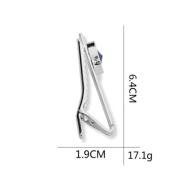 Picture of European and American fashion trend men Blue Stone Silver Metal tie clip (Silver)