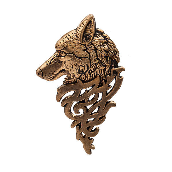 Picture of Vintage Wolf Head Brooches For Men Fashion Suit Collar Pin (1PS) (Bronze)