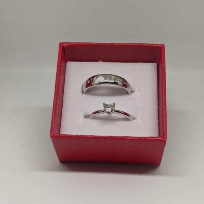 Picture of Love Promise Couple Finger Ring adjustable-Silver-Adjustable