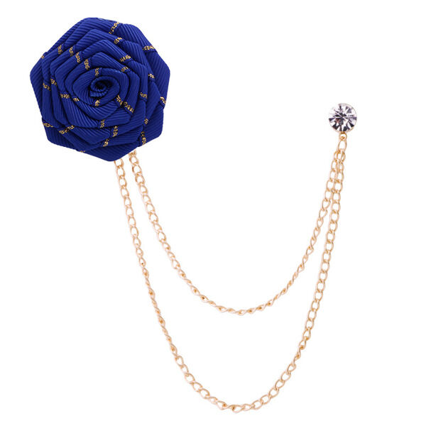 Picture of Flower Wedding Brooches Rose Flower Brooch Lapel Pin For Men's Suit Accessories (Blue)