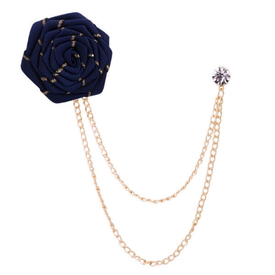 Picture of Flower Wedding Brooches Rose Flower Brooch Lapel Pin For Men's Suit Accessories (Navy Blue)