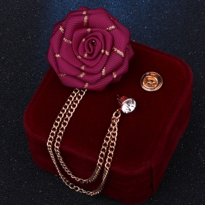 Picture of Flower Wedding Brooches Rose Flower Brooch Lapel Pin For Men's Suit Accessories (Magenta)