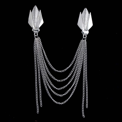Picture of Tassel Multi Chain Brooch Badge For Men Suit Fashion Accessories (Silver)