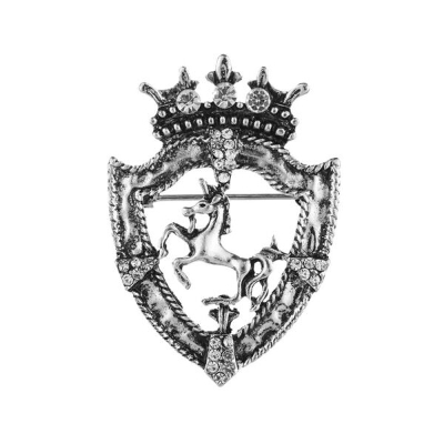 Picture of Small Crown Prancing Brooch for Men's Suit Corsage Horse Lapel Pin (Light Ash)