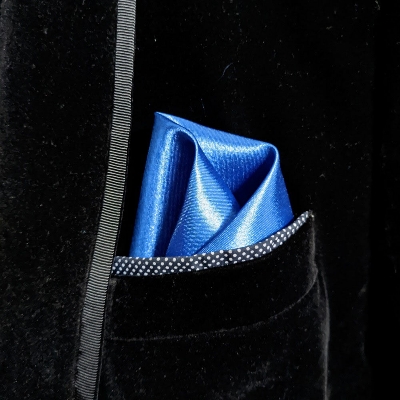 Picture of New Men Silk Satin Plain Color Pocket Square for Business Suit Accessories 22x22cm (Blue,M)
