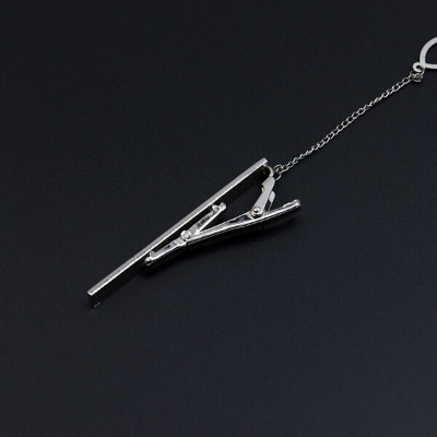 Picture of Silver Metal Formal Chain Tie Clip for Men – Elegant Suit & Shirt Accessory with Box (MJ09)