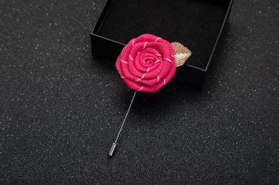 Picture of Handmade Rose Cloth Flower Corsage Pin – Suit & Dress Brooch for Men and Women (Rose Red)