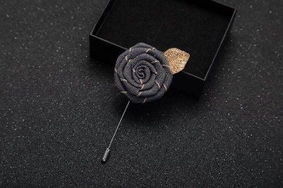 Picture of Handmade Rose Cloth Flower Corsage Pin – Suit & Dress Brooch for Men and Women (Grey)