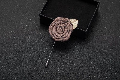 Picture of Handmade Rose Cloth Flower Corsage Pin – Suit & Dress Brooch for Men and Women (Coffee)