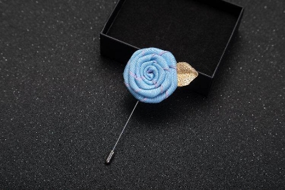 Picture of Handmade Rose Cloth Flower Corsage Pin – Suit & Dress Brooch for Men and Women (Light blue)