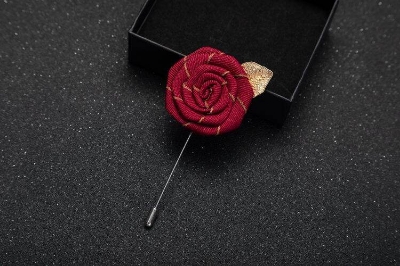 Picture of Handmade Rose Cloth Flower Corsage Pin – Suit & Dress Brooch for Men and Women (Maroon)