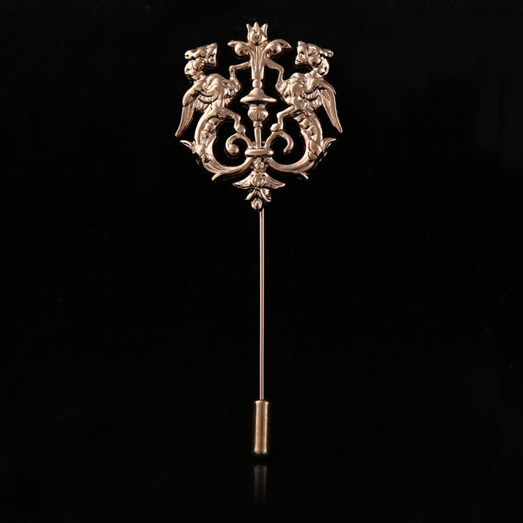 Picture of Double Lion Metal Suit Lapel Pin Brooch For Men & Women (1PS) (Golden)