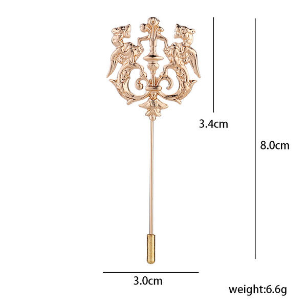 Picture of Double Lion Metal Suit Lapel Pin Brooch For Men & Women (1PS) (Golden)