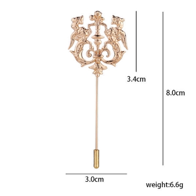 Picture of Double Lion Metal Suit Lapel Pin Brooch For Men & Women (1PS) (Golden)