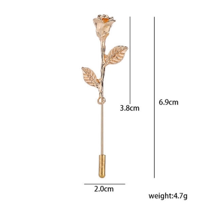 Picture of Metal Rose Lapel Pin Brooch For Men & Women (1Ps) (Gold)