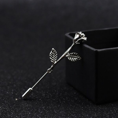 Picture of Metal Rose Lapel Pin Brooch For Men & Women (1Ps) (Silver)