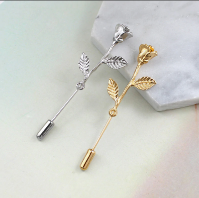 Picture of Metal Rose Lapel Pin Brooch For Men & Women (1Ps) (Silver)
